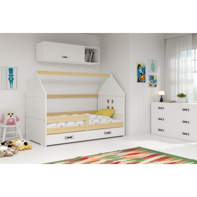 Detská posteľ domček DOMI borovica - biela so zásuvkou 160x80cm
